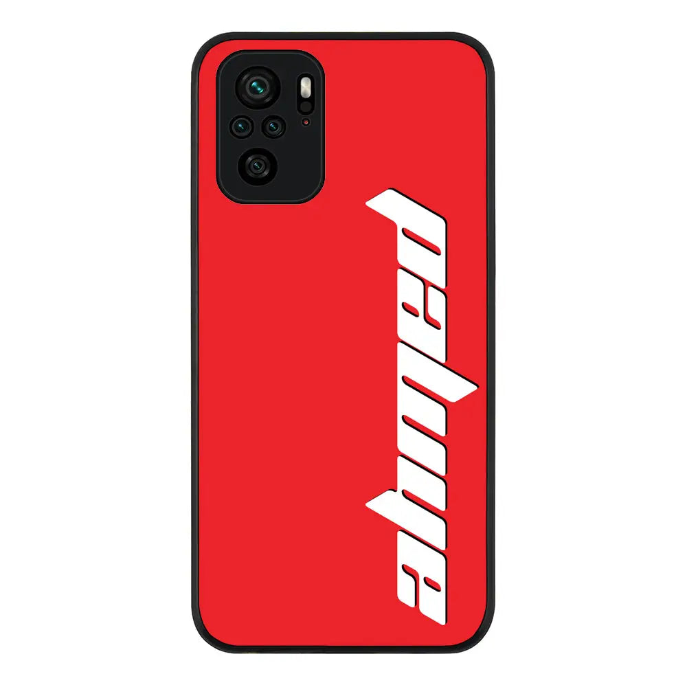 Redmi Note 10S / Redmi Note 10 4G / Rugged Black Custom Text, Vertical Name Phone Case - Redmi - Stylizedd.com