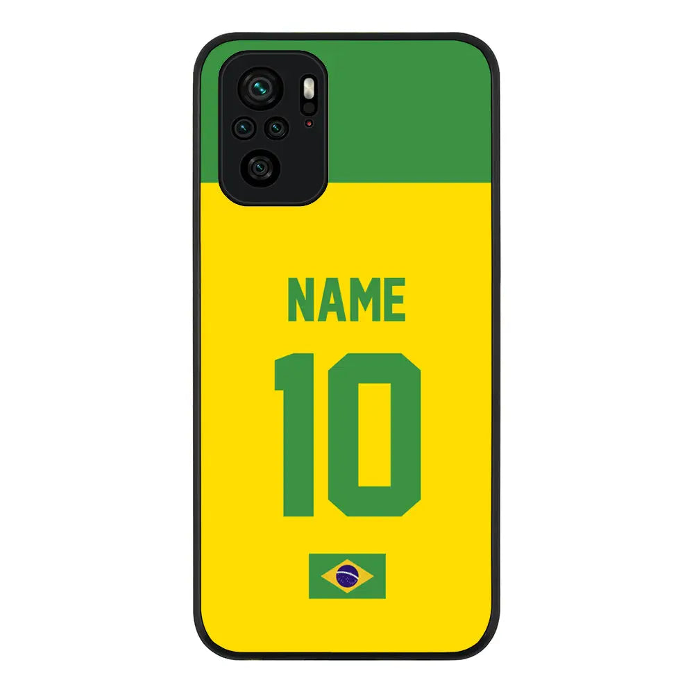 Redmi Note 10S / Redmi Note 10 4G / Rugged Black Personalized Football Jersey Phone Case Custom Name & Number - Redmi - Stylizedd.com