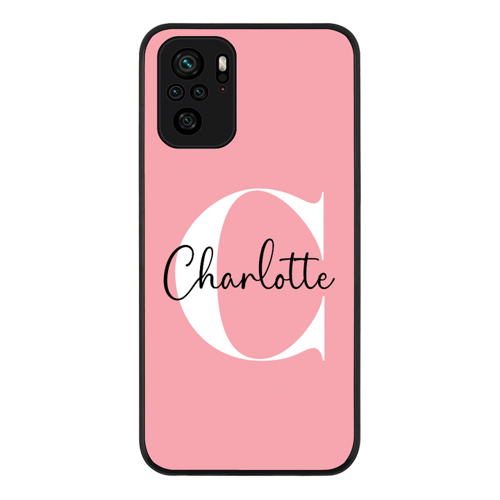 Redmi Note 10S / Redmi Note 10 4G / Rugged Black Custom Monogram Large Initial Name & Letter, Phone Case - Redmi - Stylizedd.com