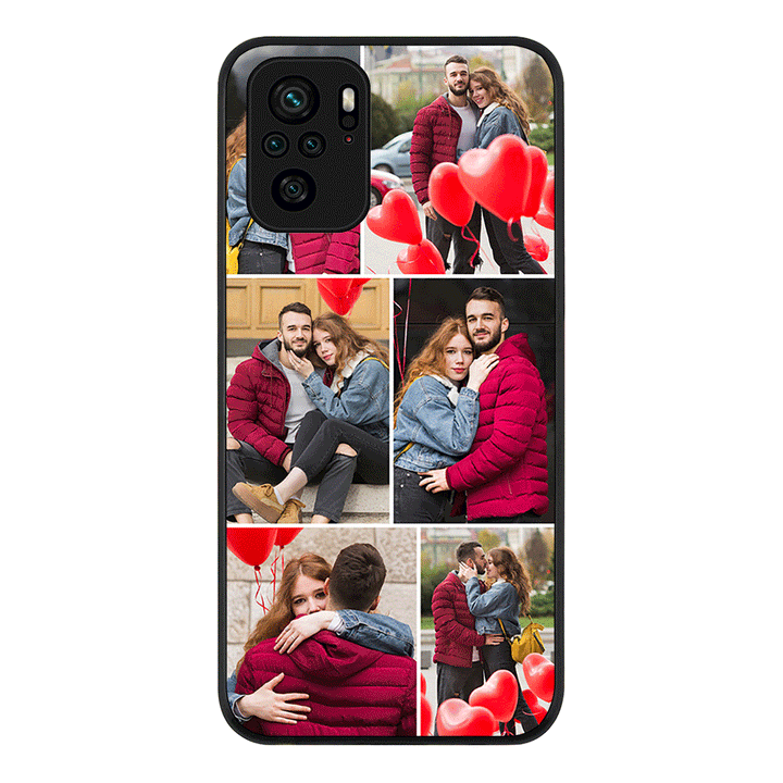 Redmi Note 10S / Redmi Note 10 4G / Rugged Black Personalised Valentine Photo Collage Grid, Phone Case - Redmi - Stylizedd.com
