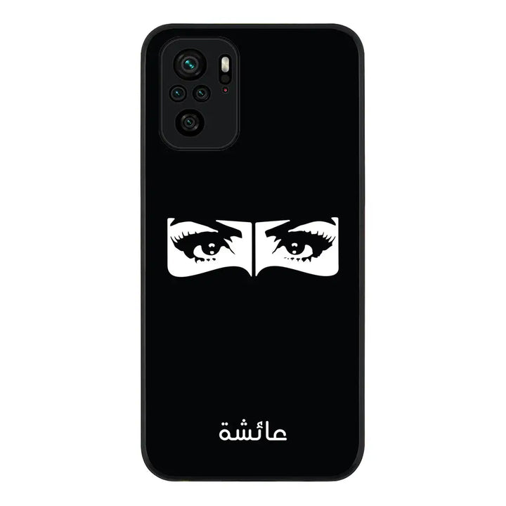 Redmi Note 10S / Redmi Note 10 4G / Rugged Black Custom Name Niqabi Eye, Phone Casee - Redmi - Stylizedd.com