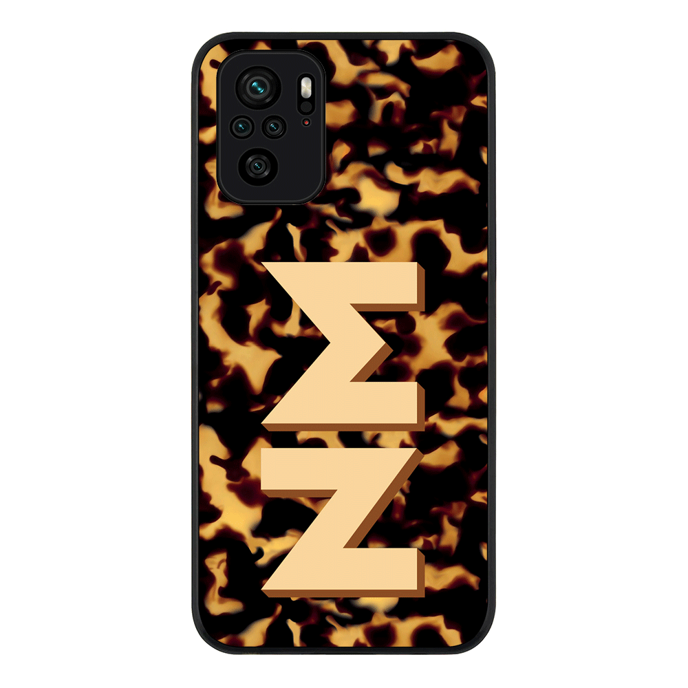 Redmi Note 10S / Redmi Note 10 4G / Rugged Black Custom Monogram 3D Text Luxury Tortoise Shell Pattern, Phone Case - Redmi - Stylizedd.com