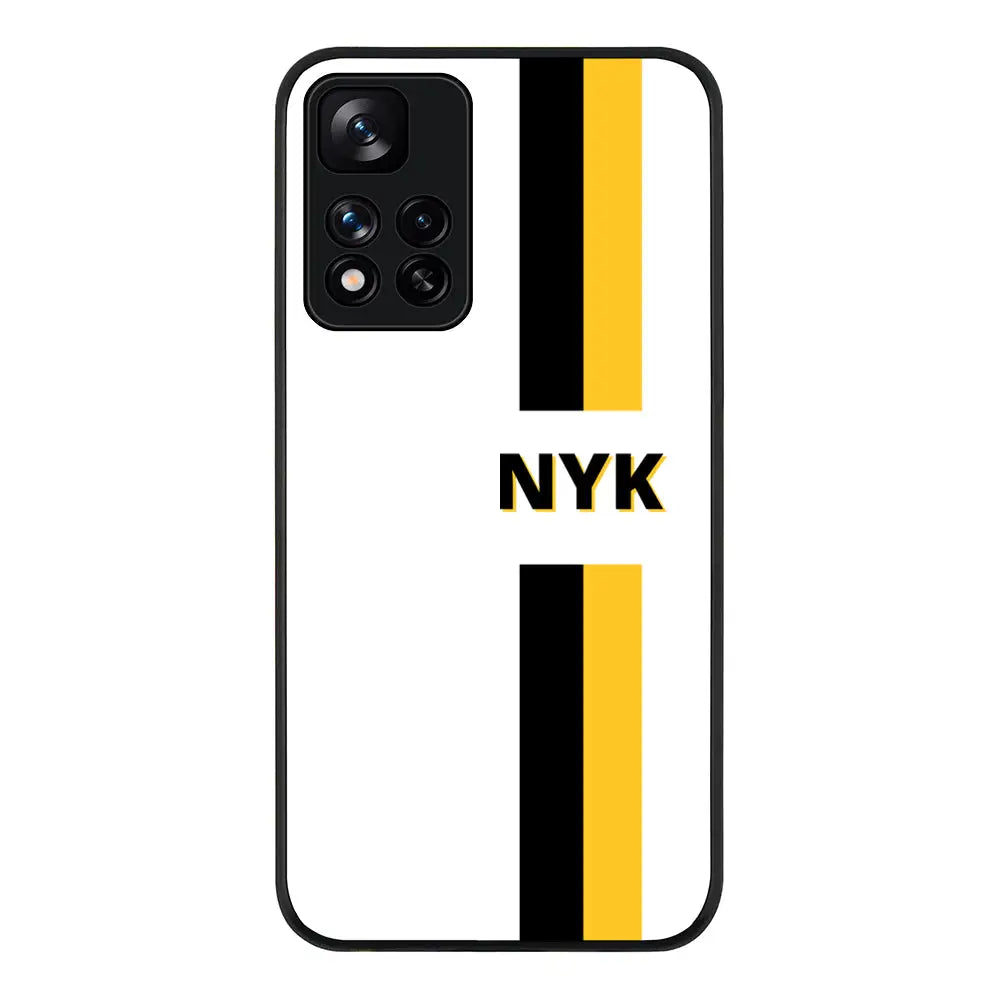 Redmi Note 11 Pro Plus 5G / Rugged Black Custom Striped Monogram Phone Case - Redmi - Stylizedd.com