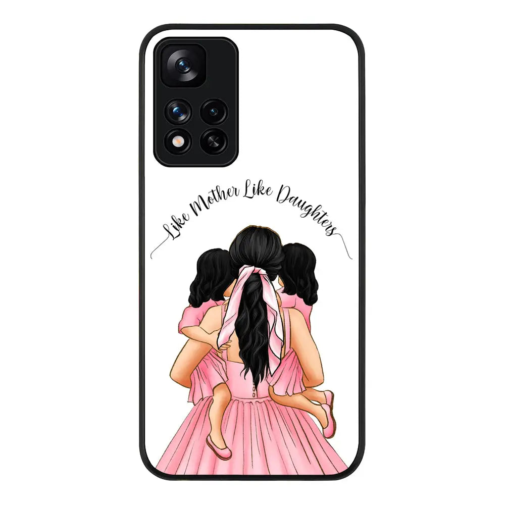 Redmi Note 11 Pro Plus 5G / Rugged Black Mother 2 daughters Custom Clipart, Text Phone Case - Redmi - Stylizedd.com