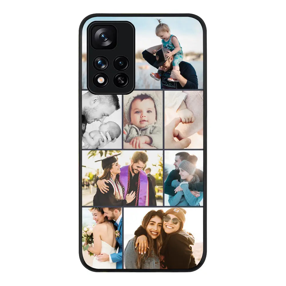 Redmi Note 11 Pro Plus 5G / Rugged Black Personalised Photo Collage Grid Phone Case - Redmi - Stylizedd.com