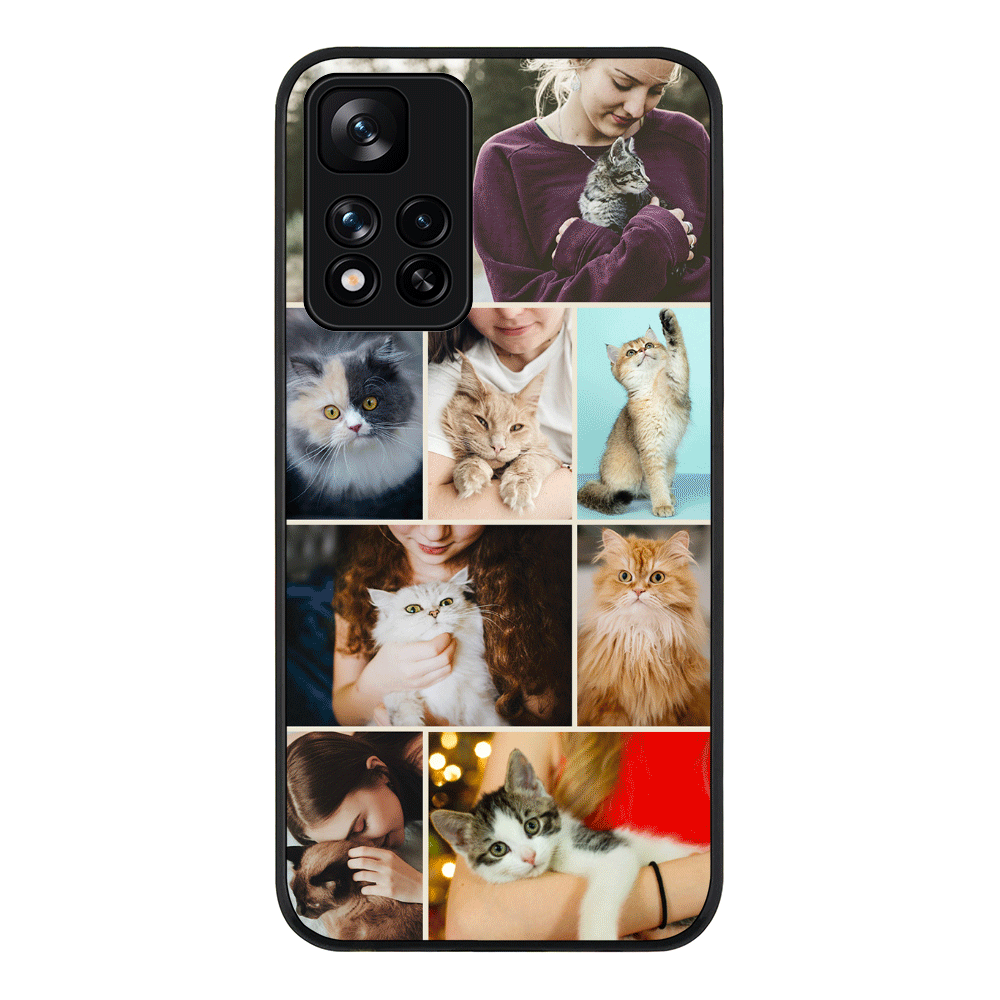 Redmi Note 11 Pro Plus 5G / Rugged Black Personalised Photo Collage Grid Pet Cat, Phone Case - Redmi - Stylizedd.com