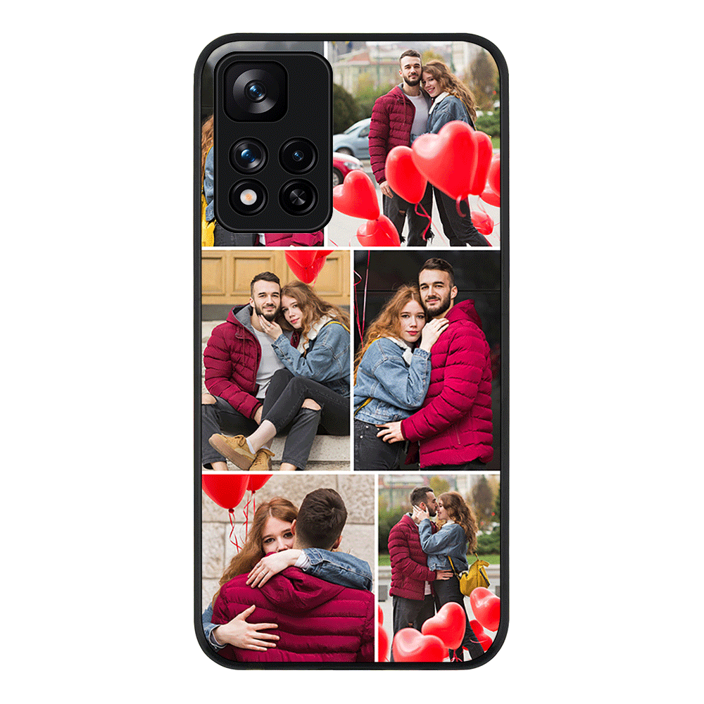 Redmi Note 11 Pro Plus 5G / Rugged Black Personalised Valentine Photo Collage Grid, Phone Case - Redmi - Stylizedd.com