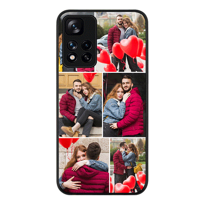 Redmi Note 11 Pro Plus 5G / Rugged Black Personalised Valentine Photo Collage Grid, Phone Case - Redmi - Stylizedd.com