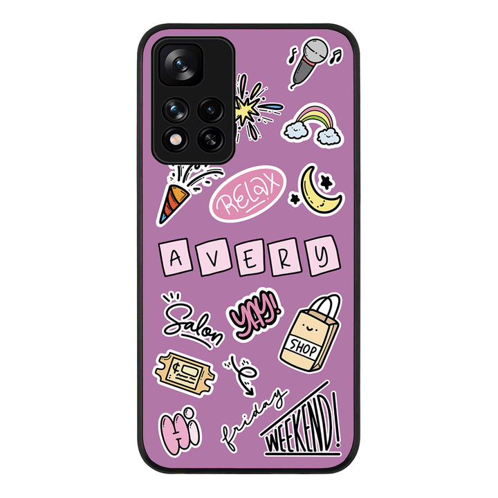 Redmi Note 11 Pro Plus 5G / Rugged Black Personalized Name Cute Weekend Girl Sticker, Phone Case - Redmi - Stylizedd.com