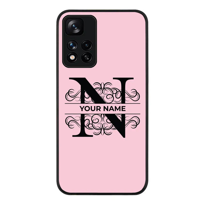 Redmi Note 11 Pro Plus 5G / Rugged Black Split Floral Initial Phone Case - Redmi - Stylizedd.com