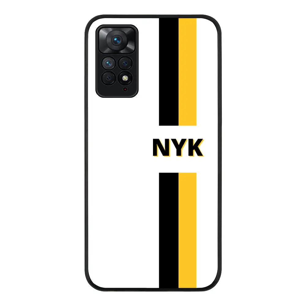 Redmi Note 11 Pro 5G / Rugged Black Custom Striped Monogram Phone Case - Redmi - Stylizedd.com