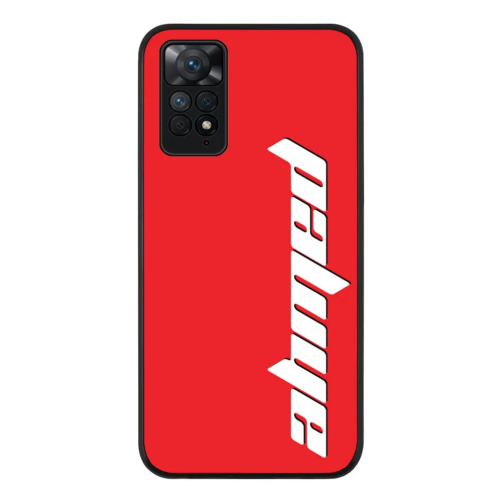 Redmi Note 11 4G / Redmi Note 11S / Rugged Black Custom Text, Vertical Name Phone Case - Redmi - Stylizedd.com