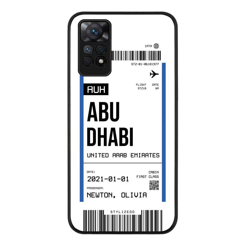Redmi Note 11 4G / Redmi Note 11S / Rugged Black Custom Flight Boarding Pass Ticket Phone Case, Stylizedd.com in Dubai Sharjah UAE UK  