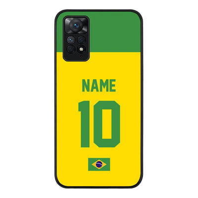 Redmi Note 11 4G / Redmi Note 11S / Rugged Black Phone Case Personalized Football Jersey Phone Case Custom Name & Number - Android - Stylizedd.com