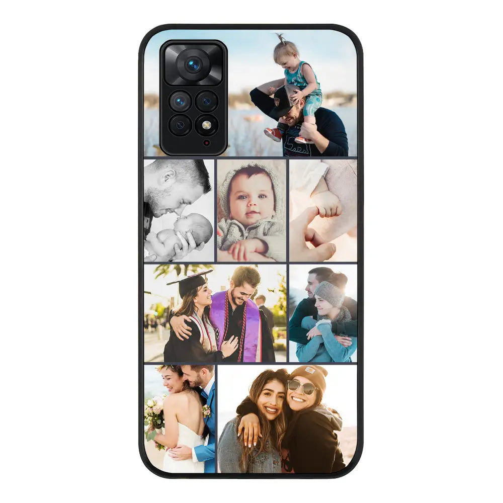 Redmi Note 11 4G / Redmi Note 11S / Rugged Black Personalised Photo Collage Grid Phone Case - Redmi - Stylizedd.com