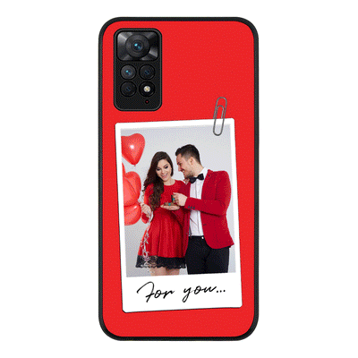 Redmi Note 11 4G / Redmi Note 11S / Rugged Black Personalized Polaroid Photo Valentine, Phone Case - Redmi - Stylizedd.com