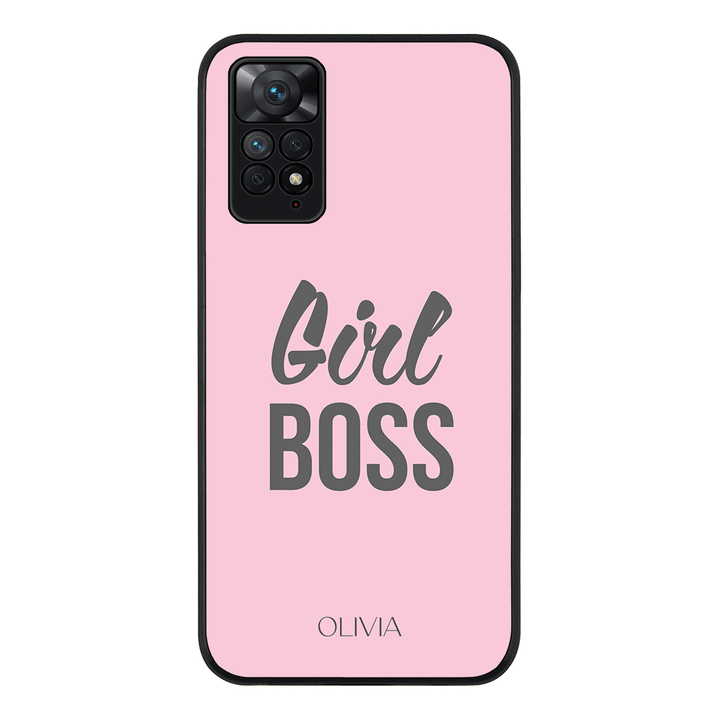 Redmi Note 11 4G / Redmi Note 11S / Rugged Black Personalized Name Girl Boss, Phone Case - Redmi - Stylizedd.com