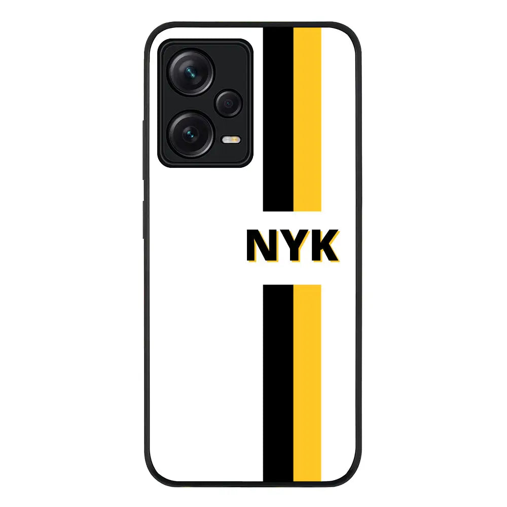 Redmi Note 12 Pro Plus 5G / Rugged Black Custom Striped Monogram Phone Case - Redmi - Stylizedd.com