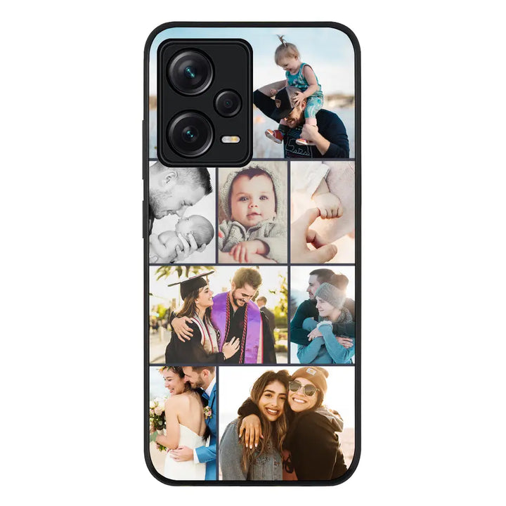 Redmi Note 12 Pro Plus 5G / Rugged Black Personalised Photo Collage Grid Phone Case - Redmi - Stylizedd.com