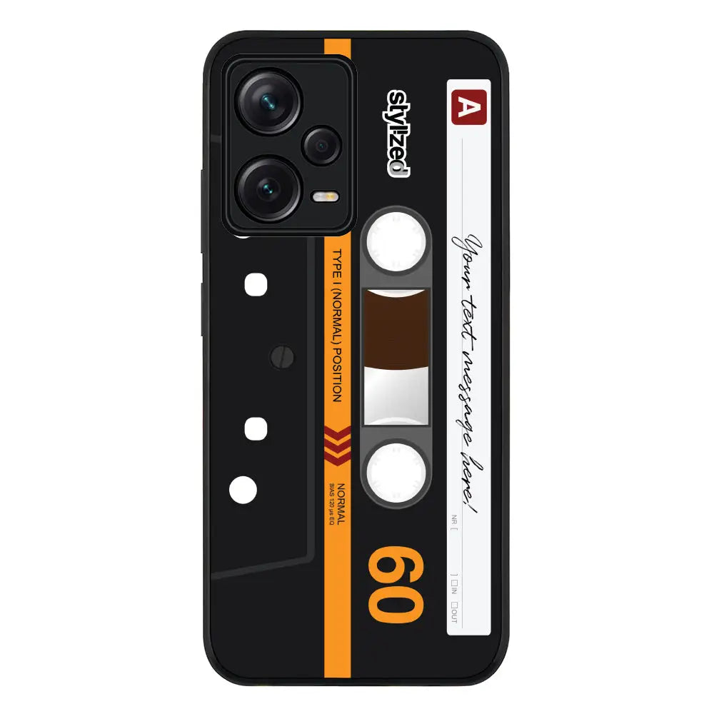 Custom Retro Cassette Tape Phone Case - Redmi - Note 12 Pro Plus 5G / Rugged Black - Stylizedd