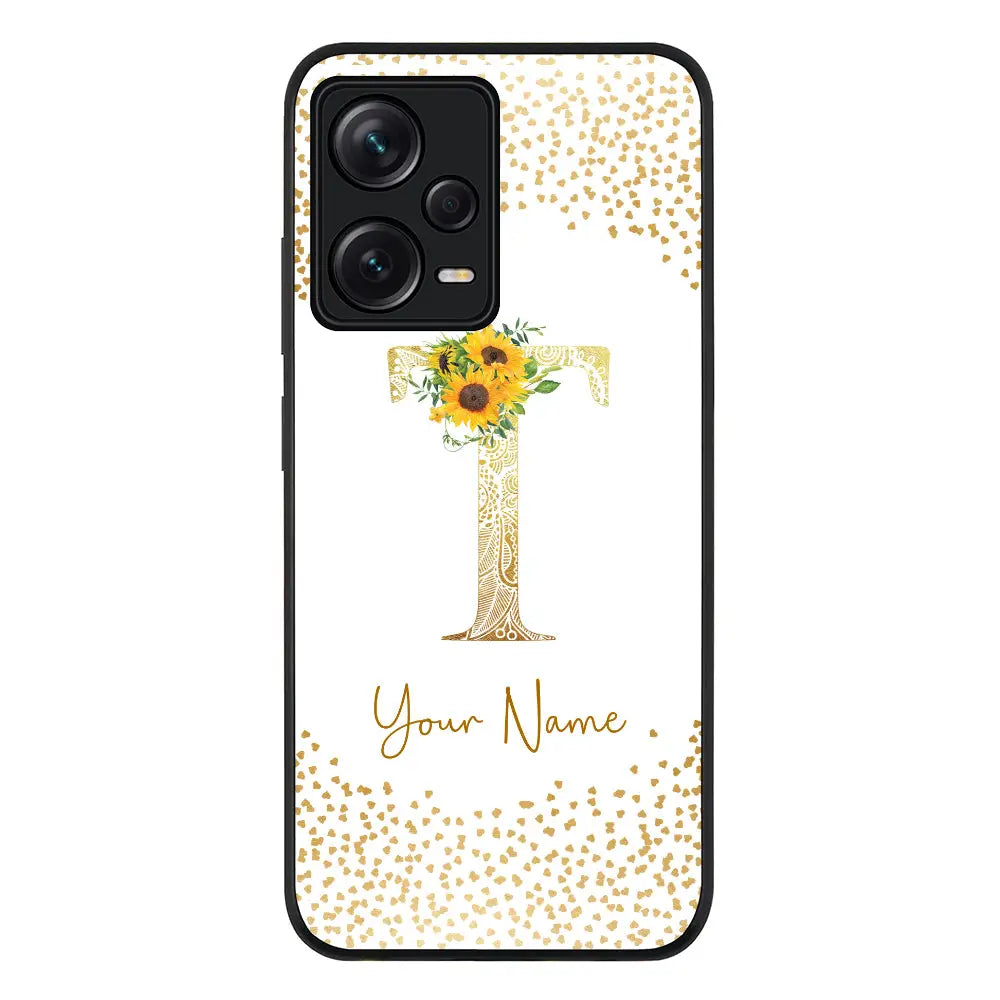 Redmi Note 12 Pro Plus 5G / Rugged Black Floral Mandala Initial Phone Case - Redmi - Stylizedd.com