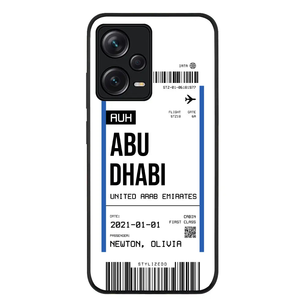 Custom Flight Boarding Pass Ticket Phone Case - Redmi - Note 12 Pro 5G / Rugged Black - Stylizedd
