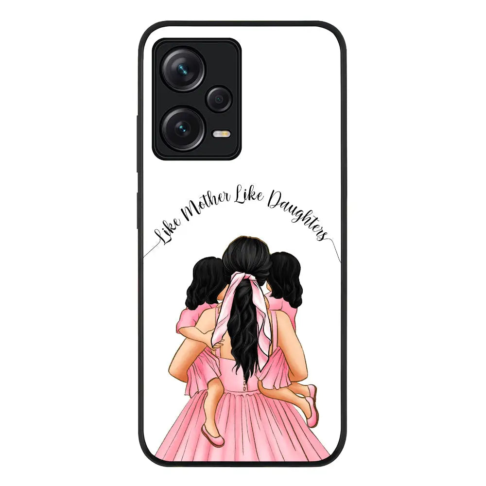 Redmi Note 12 Pro 5G / Rugged Black Mother 2 daughters Custom Clipart, Text Phone Case - Redmi - Stylizedd.com