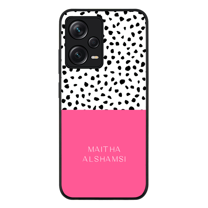 Redmi Note 12 Pro 5G / Rugged Black Personalized Text Colorful Spotted Dotted, Phone Case - Redmi - Stylizedd.com