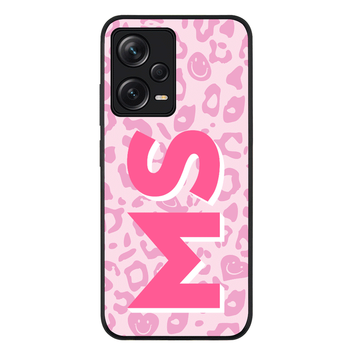 Redmi Note 12 Pro 5G / Rugged Black Custom Monogram Initial 3D Shadow Text Seamless Pattern, Phone Case - Redmi- Stylizedd.com