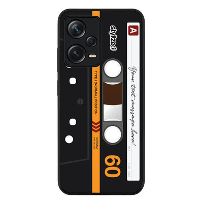 Custom Retro Cassette Tape Phone Case - Redmi - Note 12 Pro 5G / Rugged Black - Stylizedd