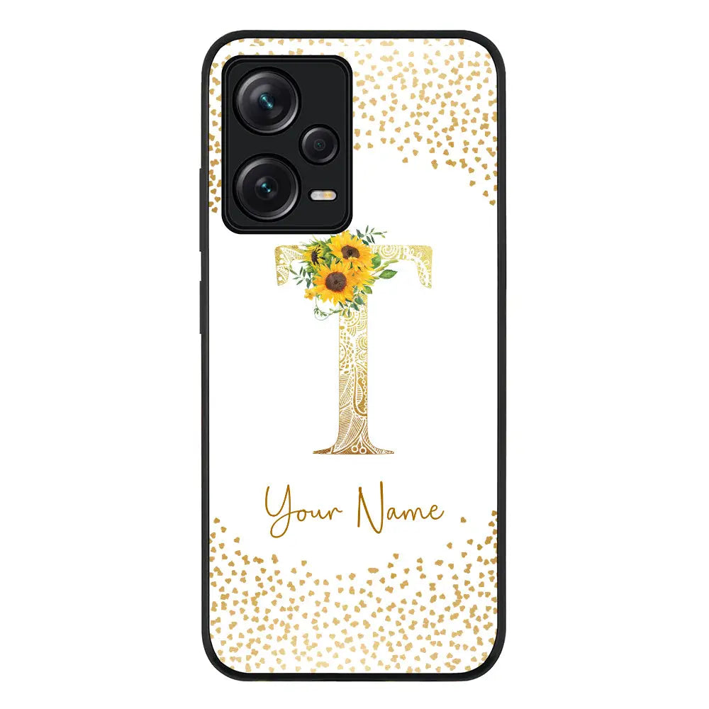 Redmi Note 12 Pro 5G / Rugged Black Floral Mandala Initial Phone Case - Redmi - Stylizedd.com