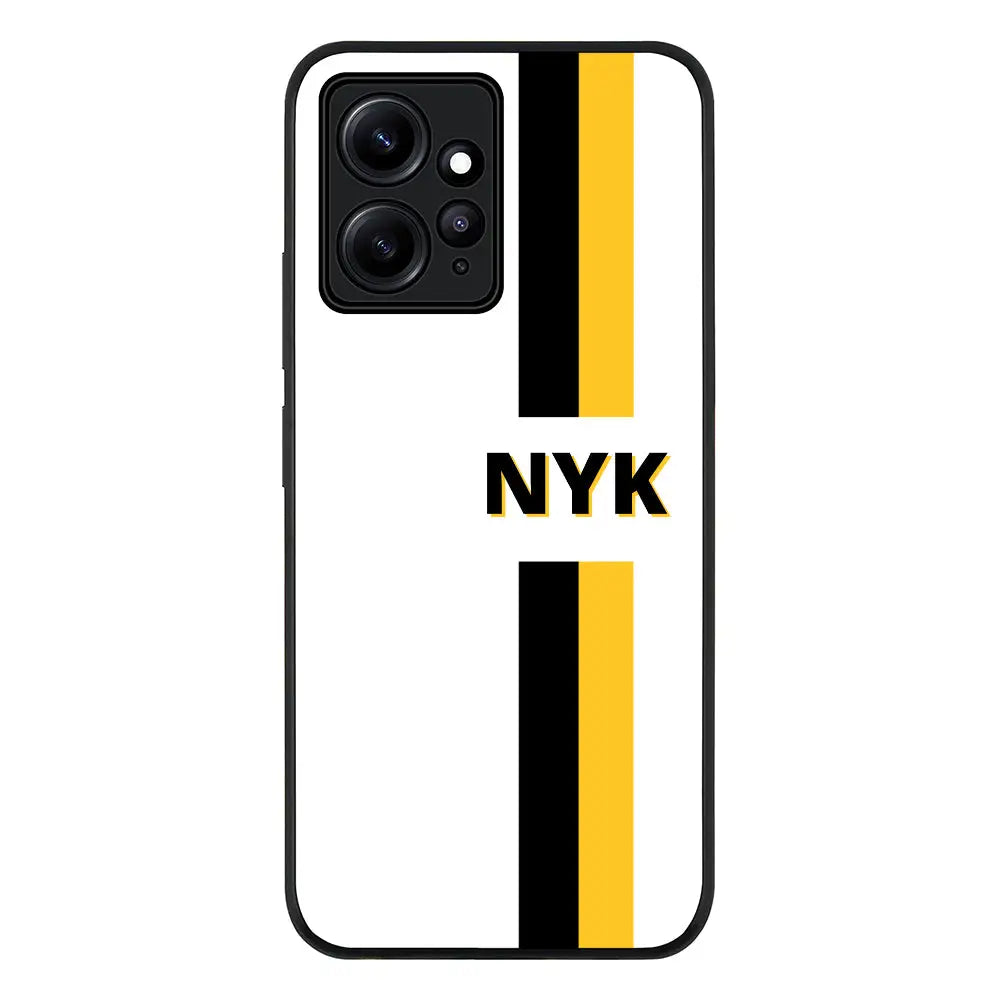 Redmi Note 12 4G / Rugged Black Custom Striped Monogram Phone Case - Redmi - Stylizedd.com