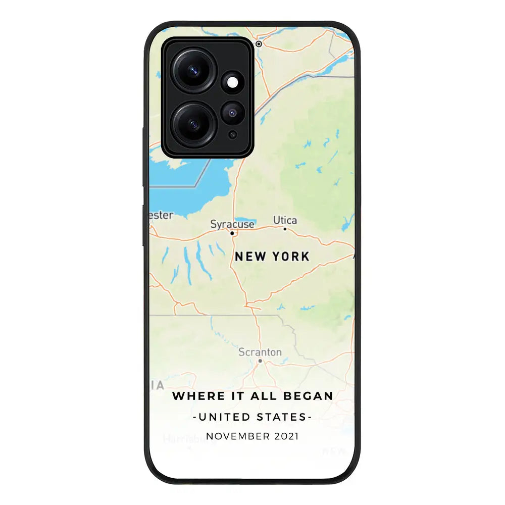 Personalized map Phone Case - Redmi - Note 12 4G / Rugged Black - Stylizedd