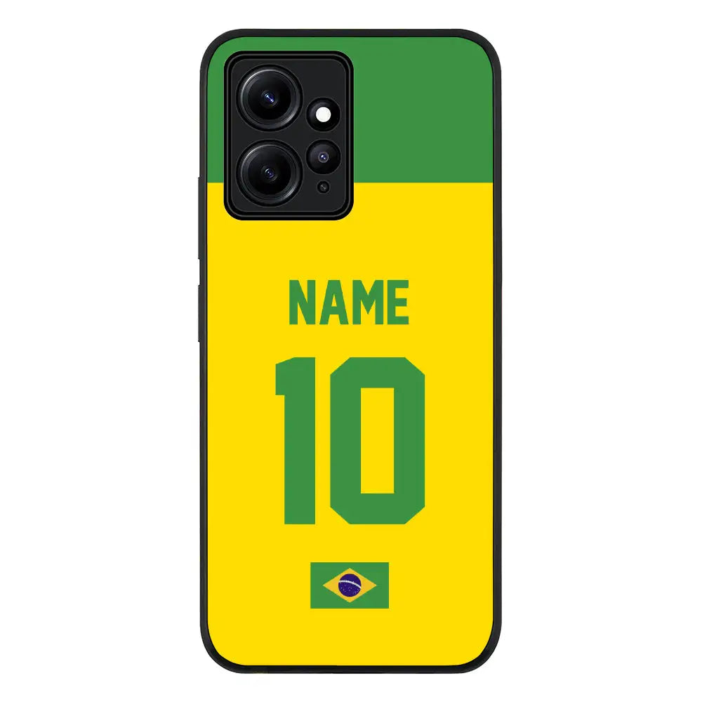 Personalized Football Jersey Phone Case Custom Name & Number - Redmi - Note 12 4G / Rugged Black -