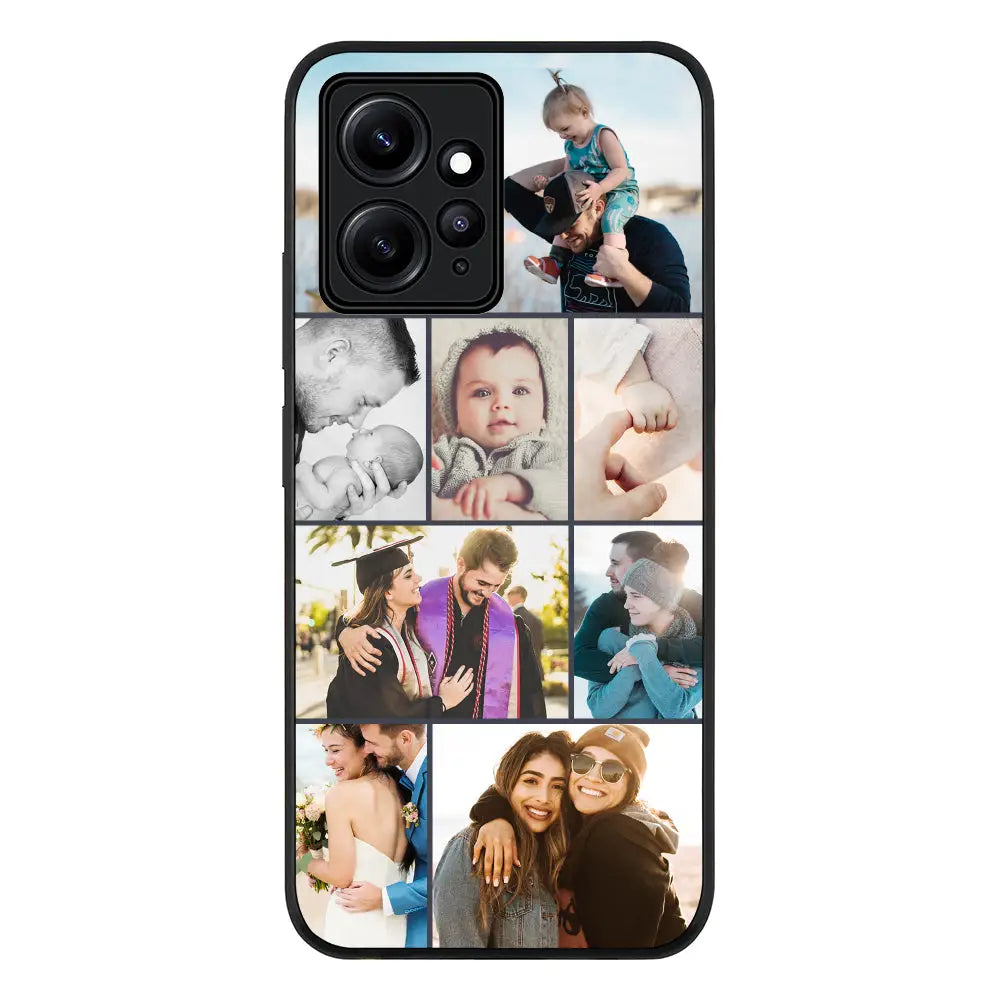 Personalised Photo Collage Grid Phone Case - Redmi - Note 12 4G / Rugged Black - Stylizedd