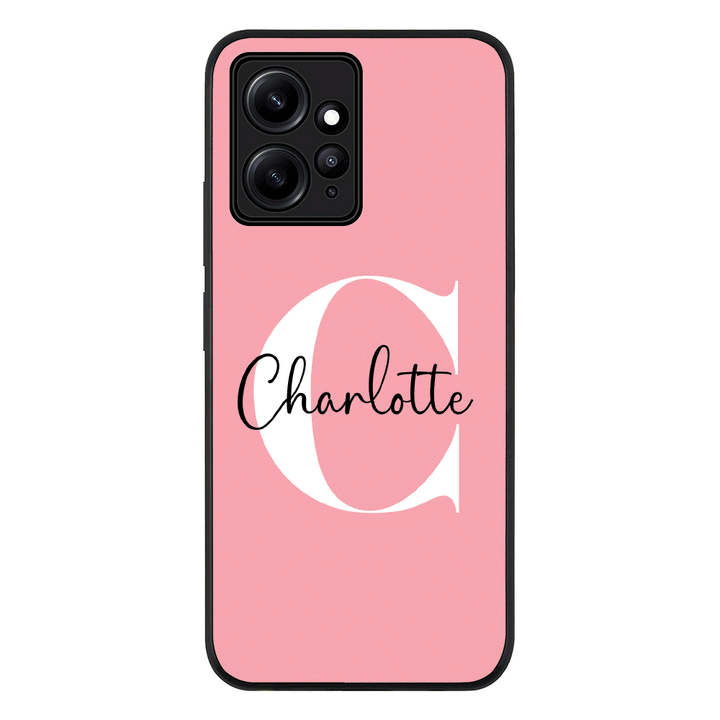 Redmi Note 12 4G / Rugged Black Custom Monogram Large Initial Name & Letter, Phone Case - Redmi - Stylizedd.com