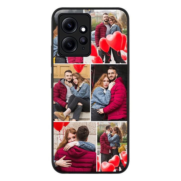 Redmi Note 12 4G / Rugged Black Personalised Valentine Photo Collage Grid, Phone Case - Redmi - Stylizedd.com