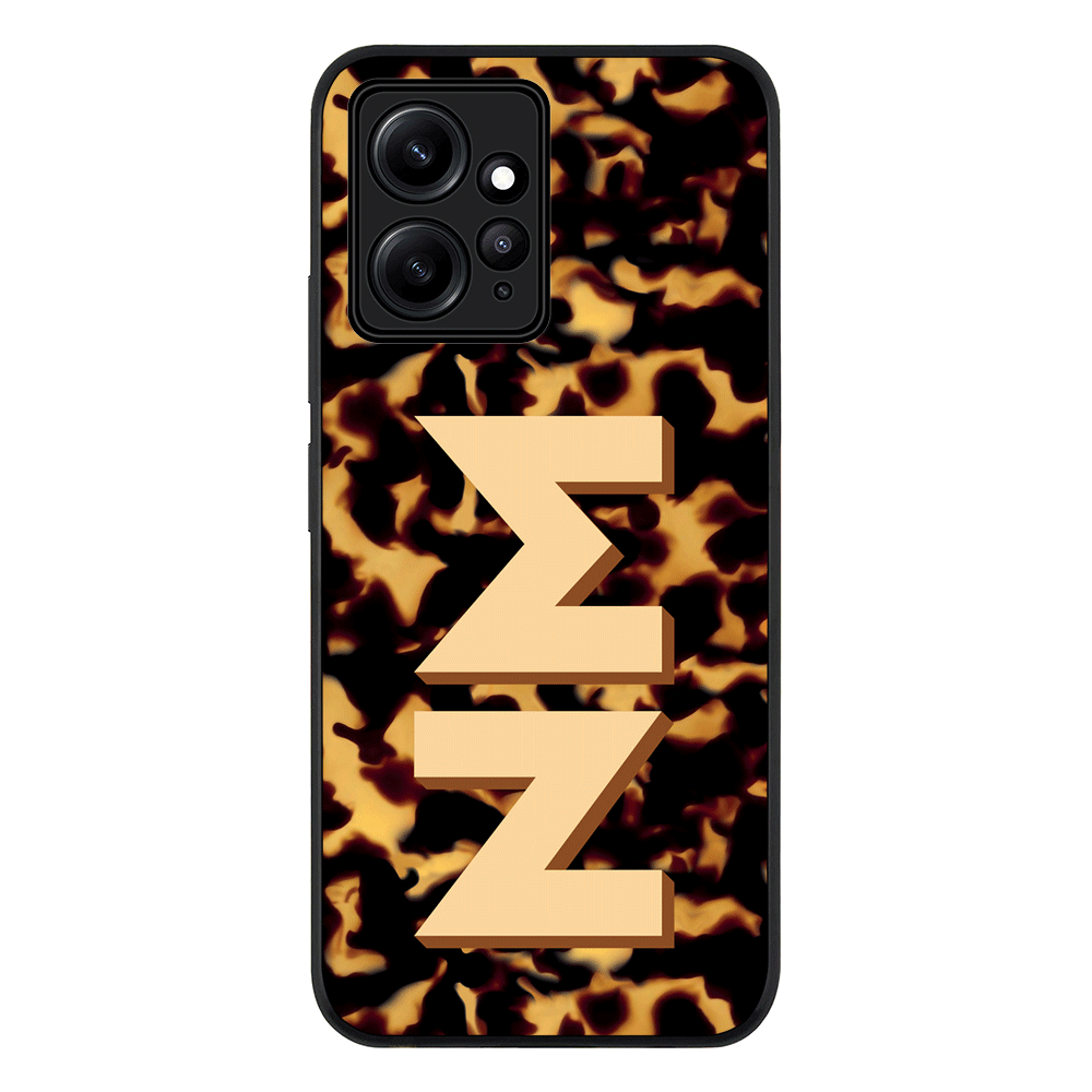 Redmi Note 12 4G / Rugged Black Custom Monogram 3D Text Luxury Tortoise Shell Pattern, Phone Case - Redmi - Stylizedd.com