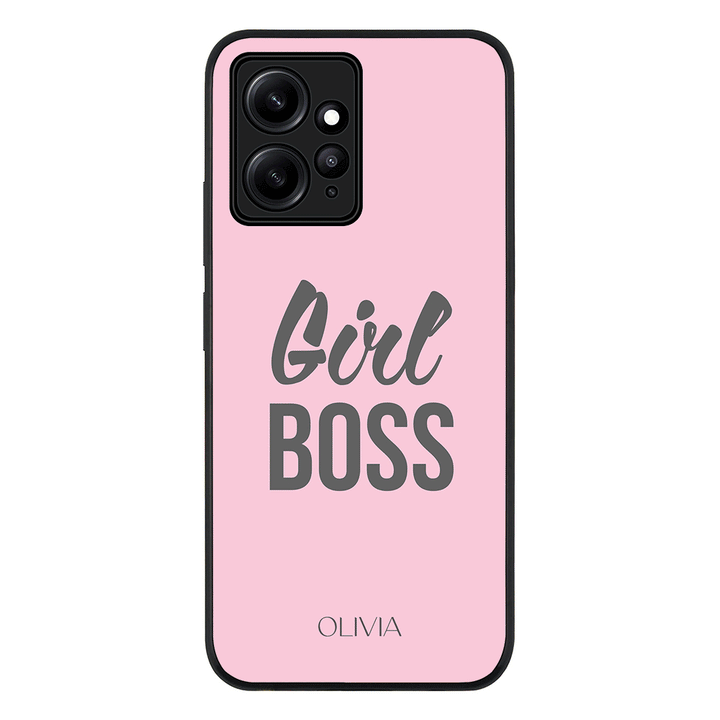 Redmi Note 12 4G / Rugged Black Personalized Name Girl Boss, Phone Case - Redmi - Stylizedd.com