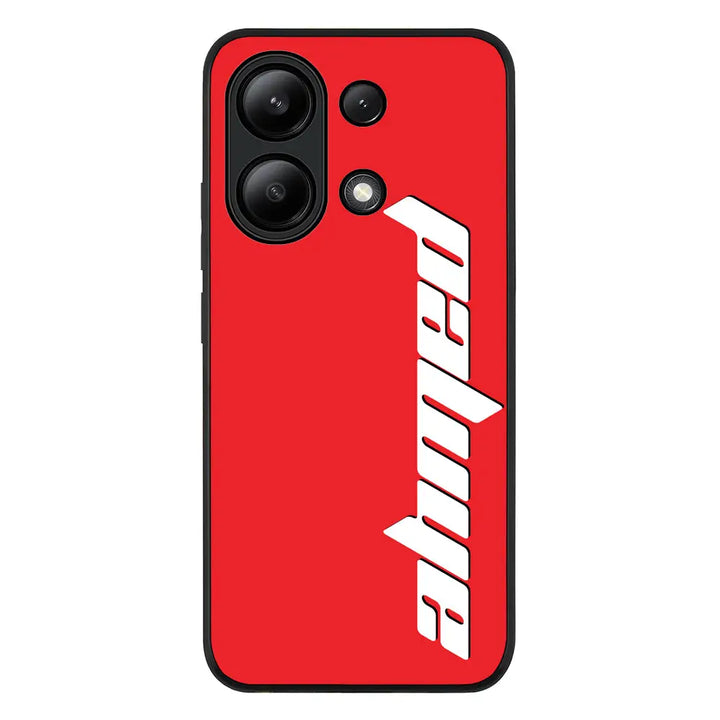 Redmi Note 13 4G / Rugged Black Custom Text, Vertical Name Phone Case - Redmi - Stylizedd.com