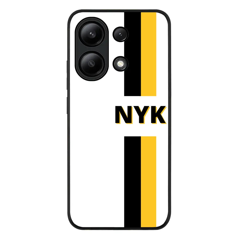 Redmi Note 13 4G / Rugged Black Custom Striped Monogram Phone Case - Redmi - Stylizedd.com