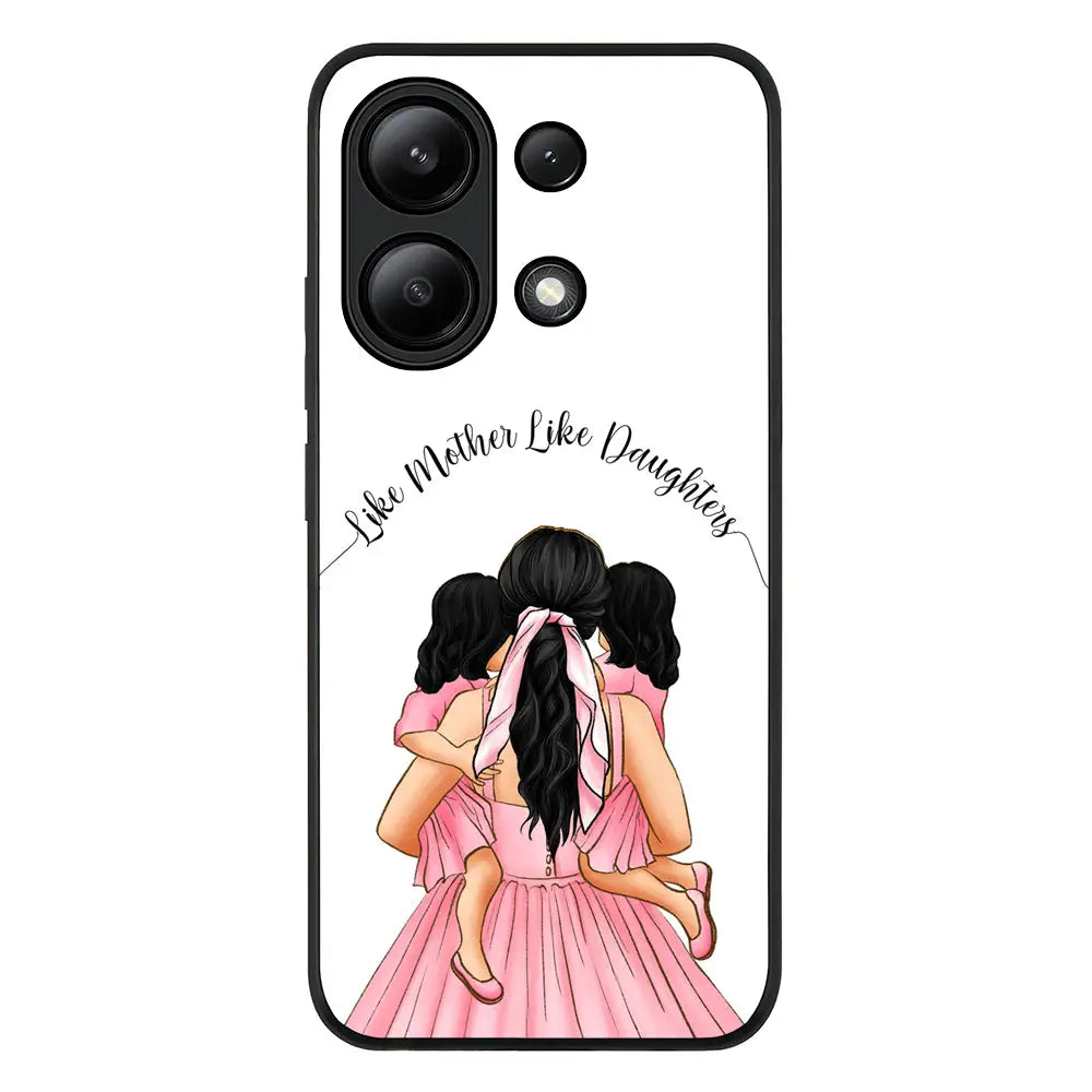 Redmi Note 13 4G / Rugged Black Mother 2 daughters Custom Clipart, Text Phone Case - Redmi - Stylizedd.com