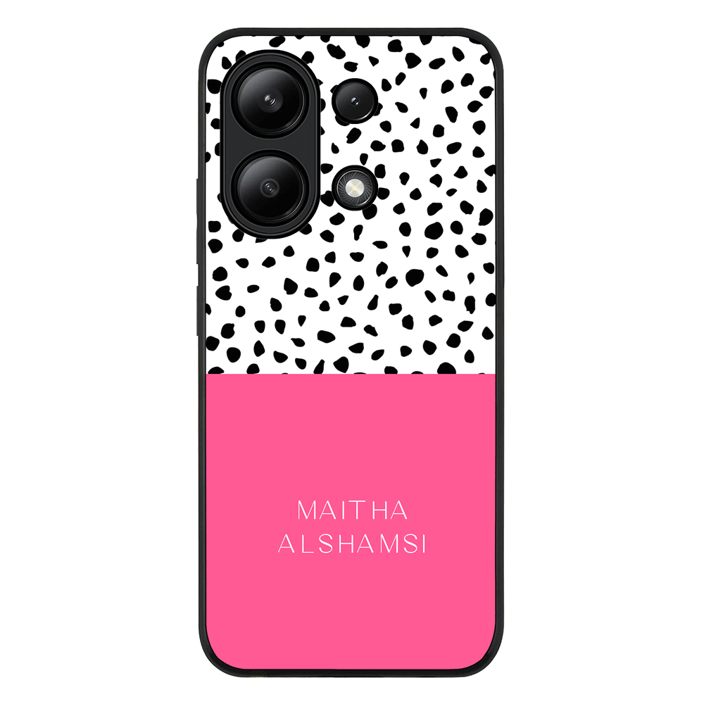 Redmi Note 13 4G / Rugged Black Personalized Text Colorful Spotted Dotted, Phone Case - Redmi - Stylizedd.com