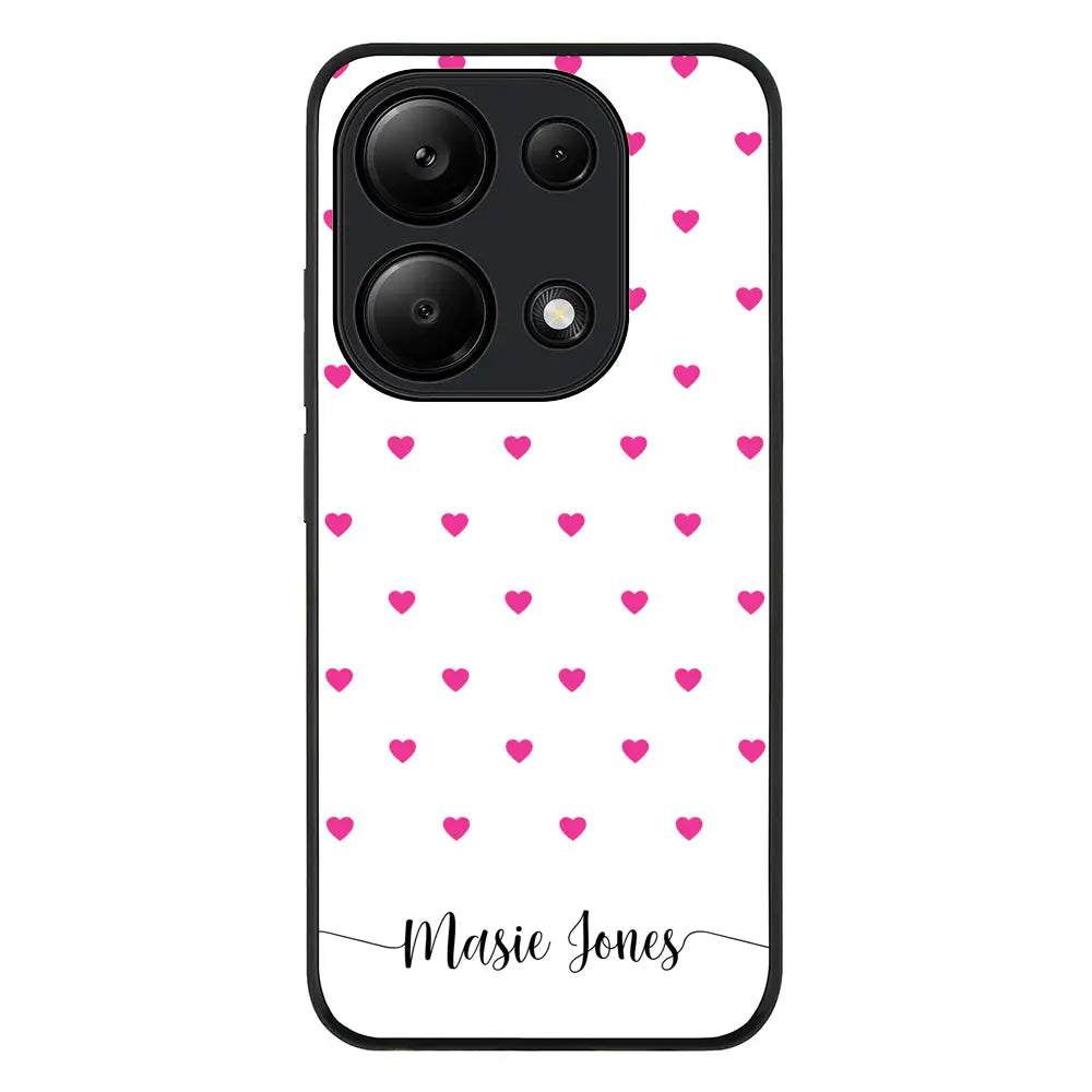 Heart Pattern Custom Text My Name Phone Case - Poco - M6 Pro 4G / Rugged Black - Stylizedd