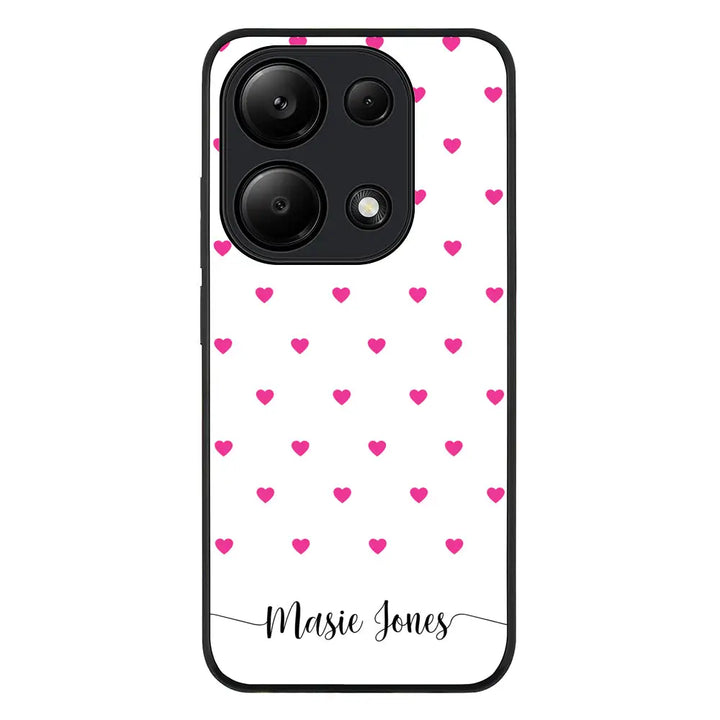 Heart Pattern Custom Text My Name Phone Case - Poco - M6 Pro 4G / Rugged Black - Stylizedd