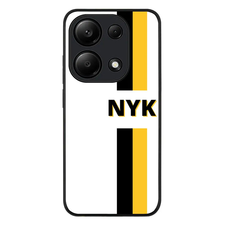 Redmi Note 13 Pro 4G / Rugged Black Custom Striped Monogram Phone Case - Redmi - Stylizedd.com