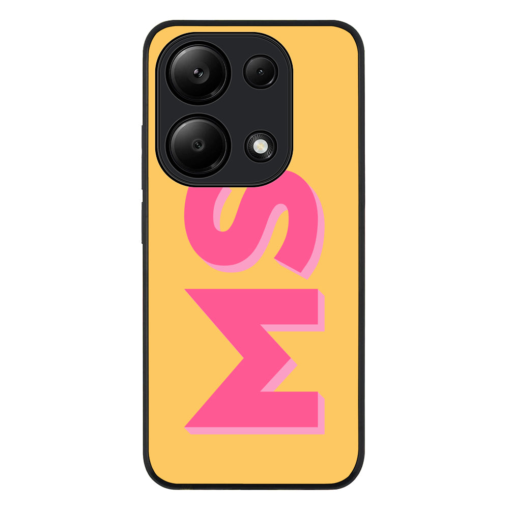 Redmi Note 13 Pro 4G / Rugged Black Personalized Monogram Initial 3D Shadow Text Phone Case - Redmi - Stylizedd.com