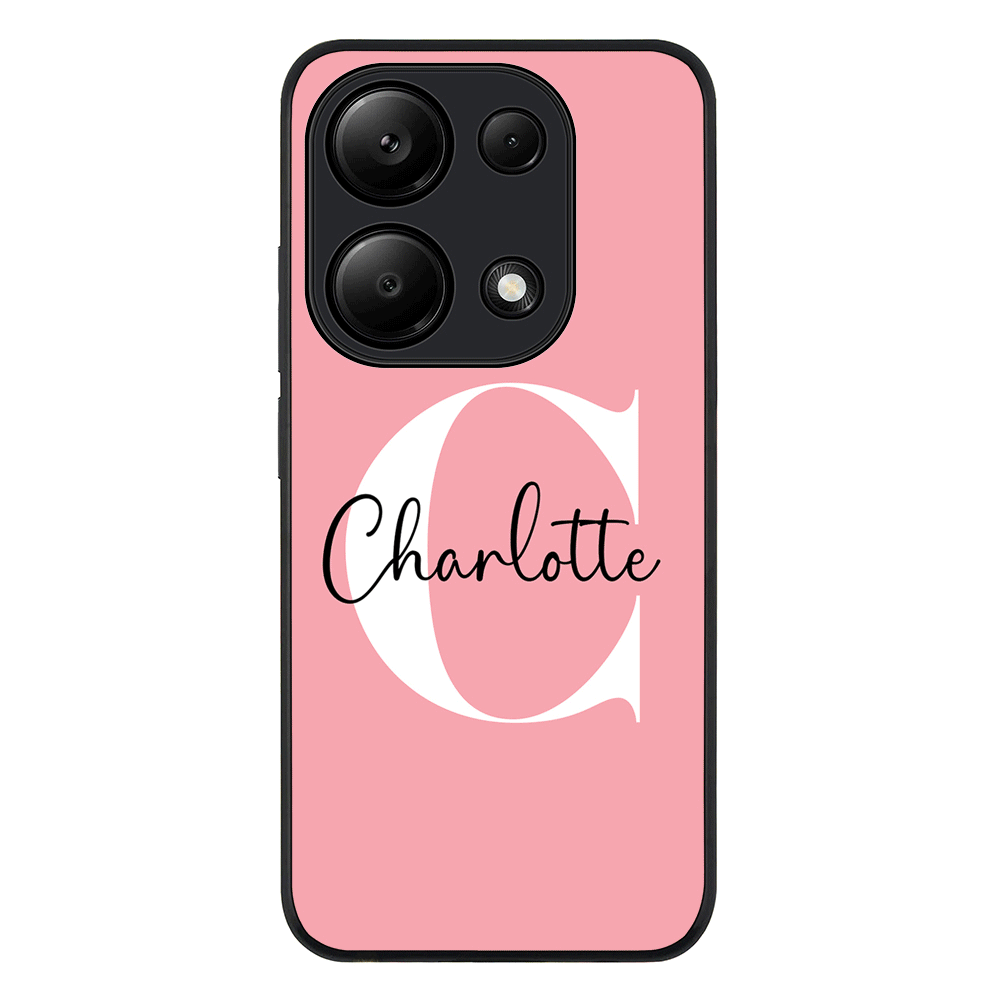 Redmi Note 13 Pro 4G / Rugged Black Custom Monogram Large Initial Name & Letter, Phone Case - Redmi - Stylizedd.com