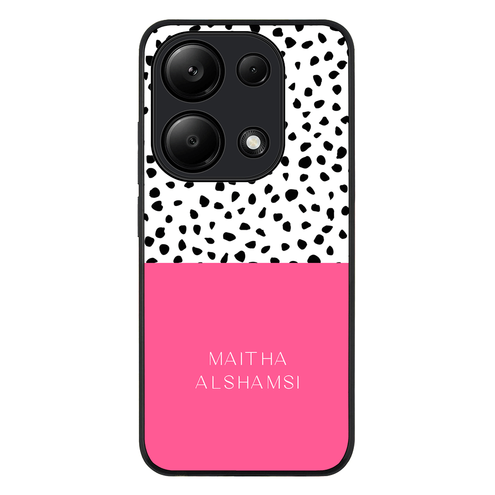 Redmi Note 13 Pro 4G / Rugged Black Personalized Text Colorful Spotted Dotted, Phone Case - Redmi - Stylizedd.com