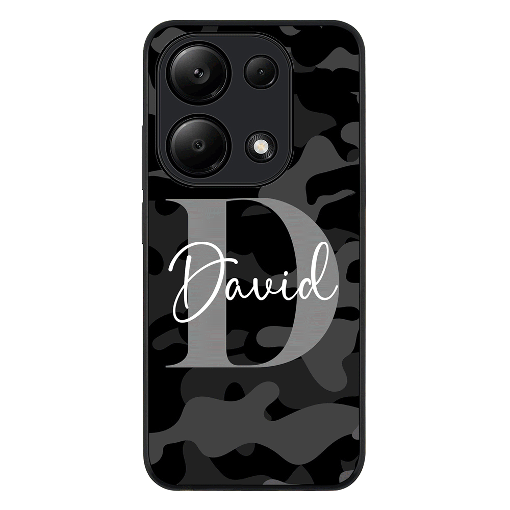 Redmi Note 13 Pro 4G / Rugged Black Personalized Name Camouflage Military Camo Phone Case - Redmi - Stylizedd.com